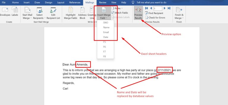 How to Mail Merge in Excel to Word