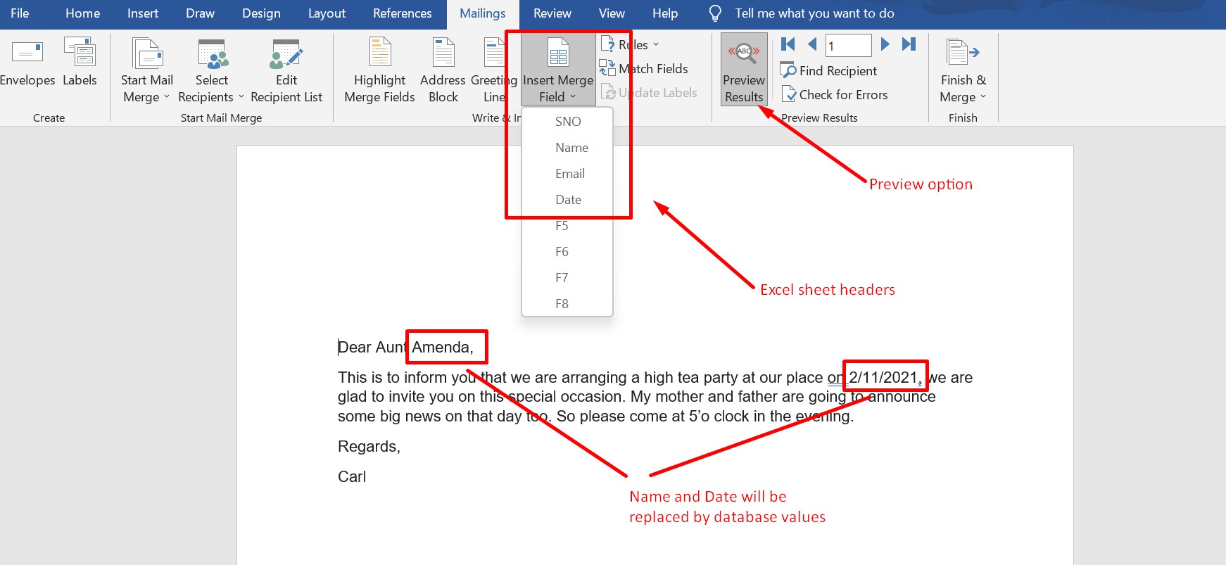 How to Mail Merge in Excel to Word