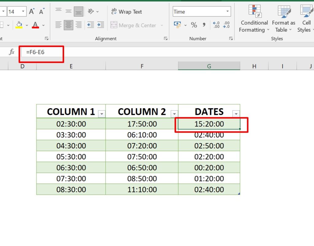 subtract in excel img4