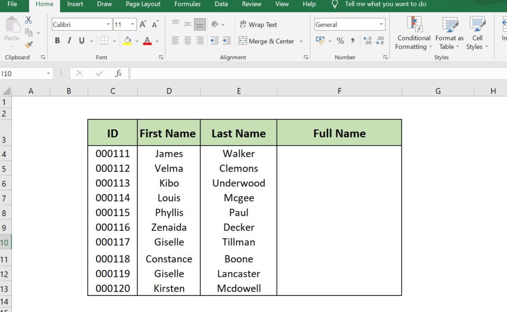 Concatenate in Excel table