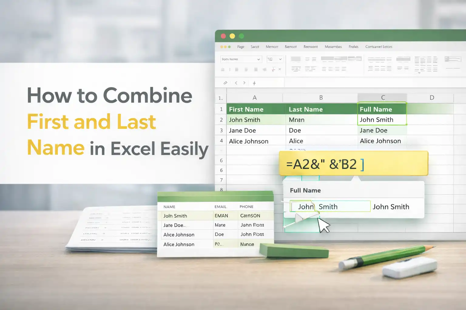 How to Combine First and Last Name in Excel Easily