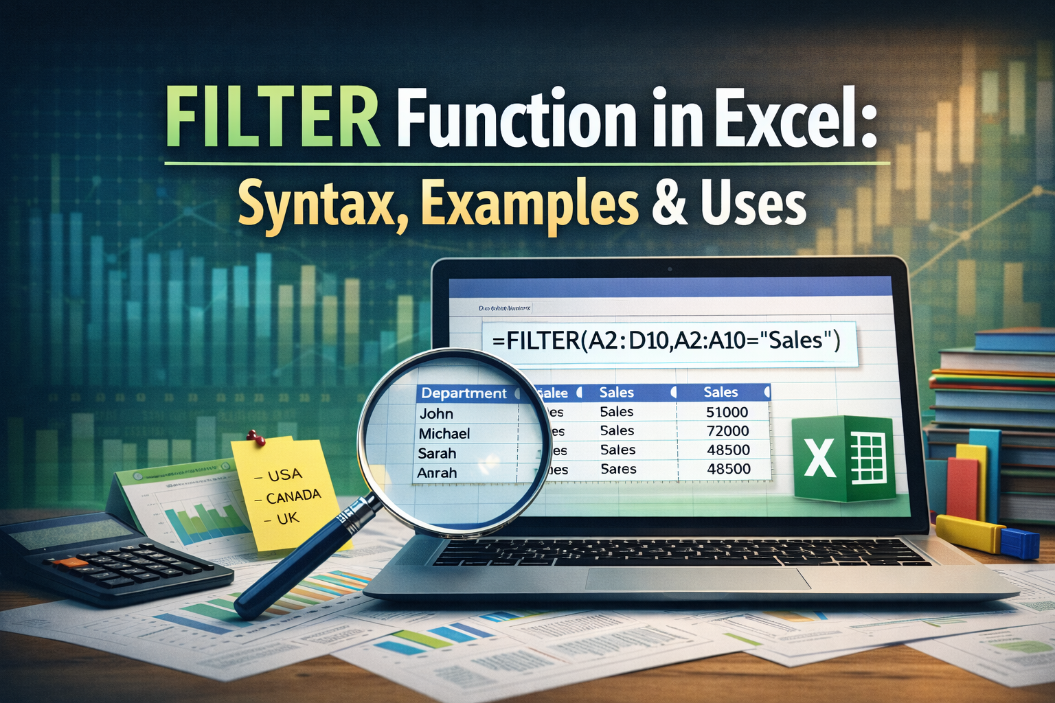 FILTER Function in Excel: Syntax, Examples & Uses