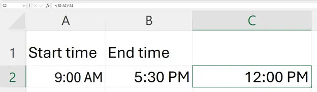 How to Calculate Hours Between Two Times in Excel