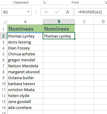 Capitalizing names properly after combining in Excel