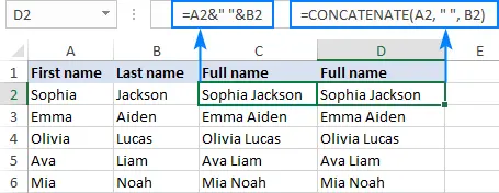 Flash fill for fast name combining