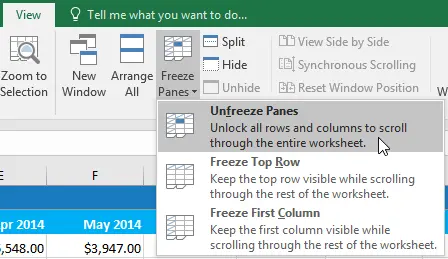 freeze a row in excel specifically