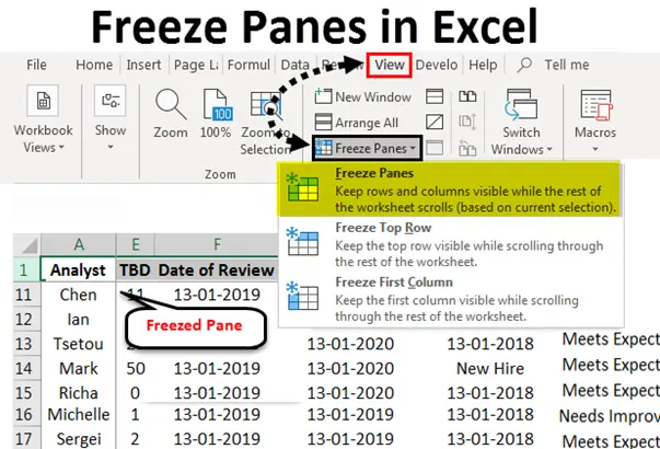 how to freeze a row in excel specifically