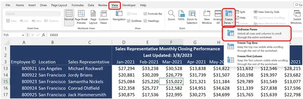 Dealing with the column and row in excel together